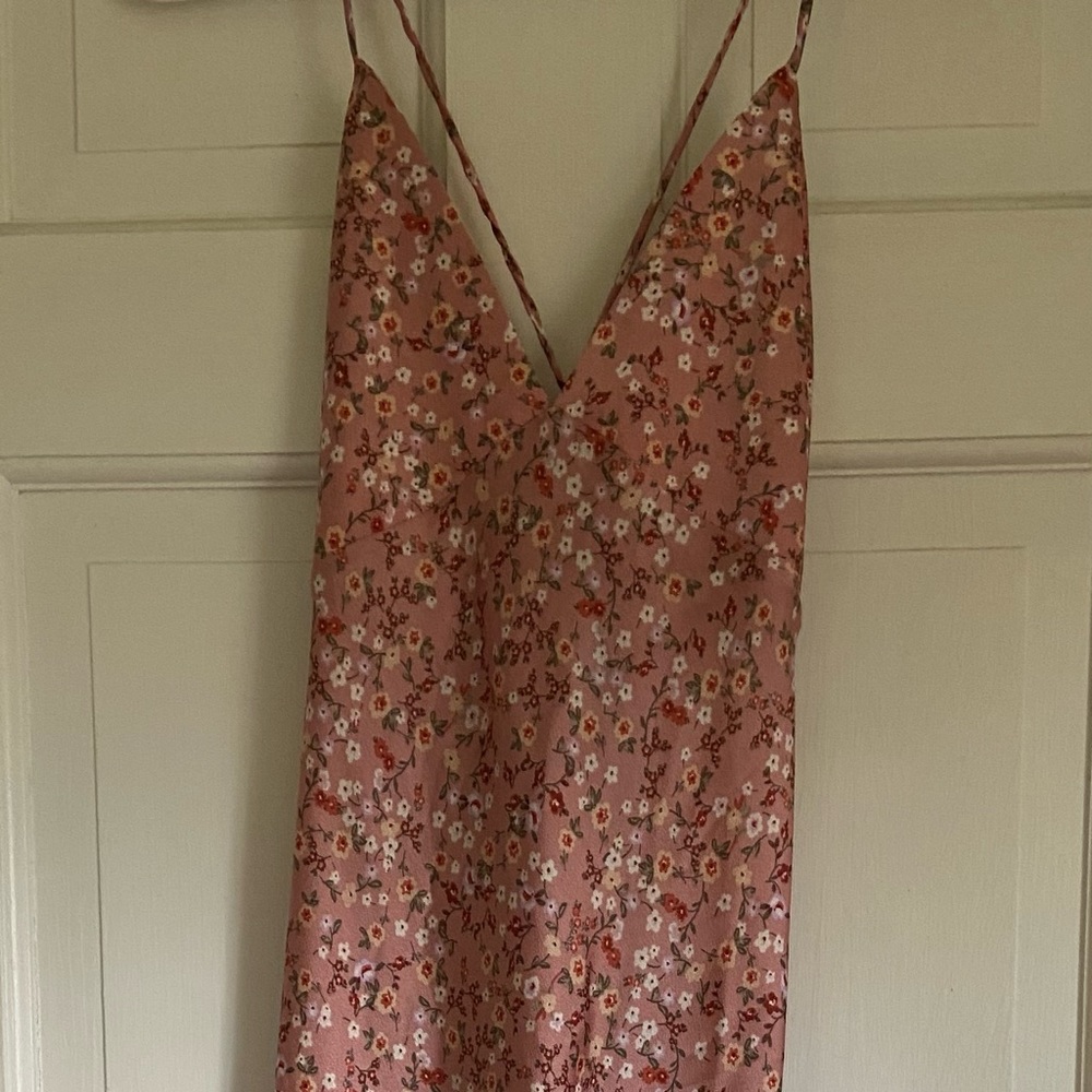 Park & Fifth Pink Posy Satin Davenport Dress, size M